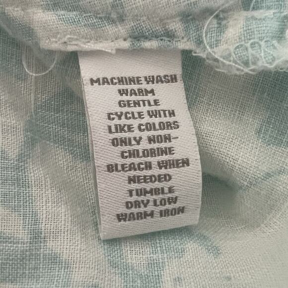 Charter Club Button-Up Linen Shirt Womens Sz 14‎ Floral Roll Tab Sleeve Coastal - Picture 11 of 14